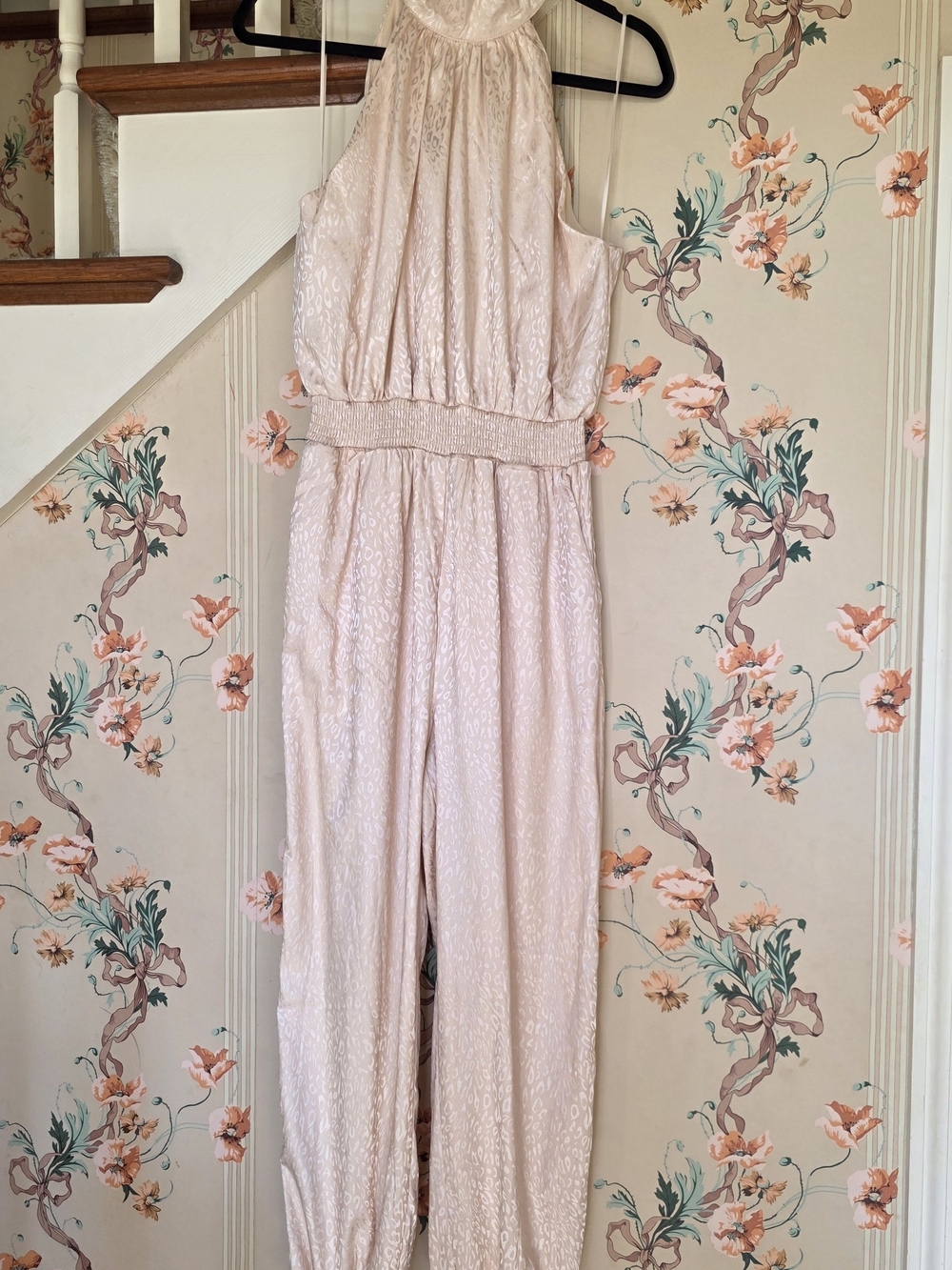 Sleeveless Halter Jumpsuit in Light Blush